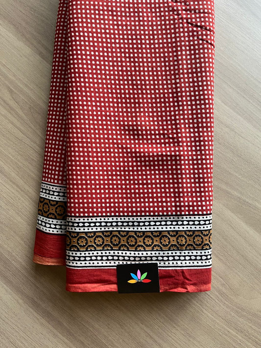 Hand Block Printed Fine Mul Cotton Saree -13903-13905