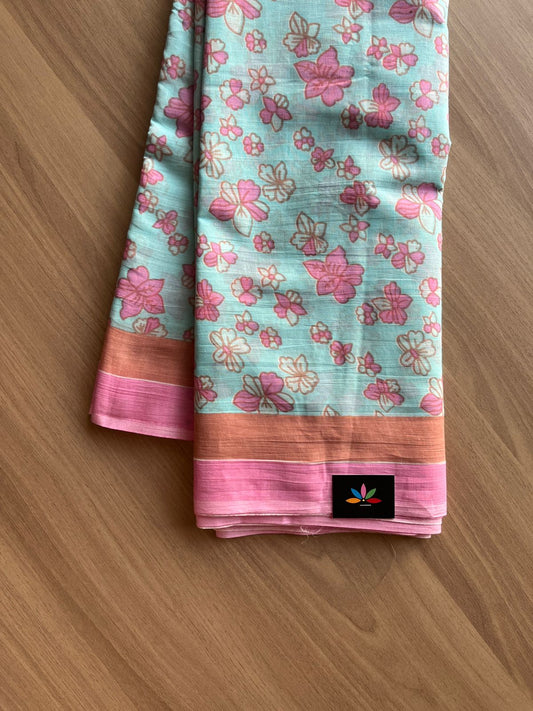 Designer Screen Printed Mul Cotton Saree-19284-19286
