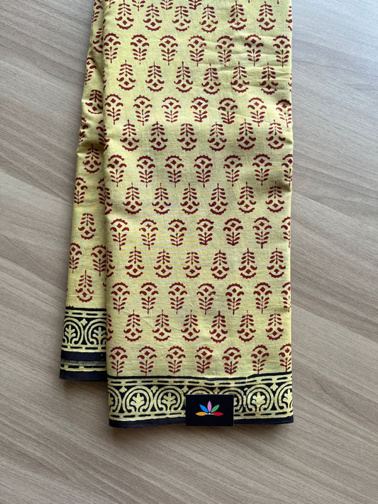 Hand Block Printed Mul Cotton Saree -19307-19308