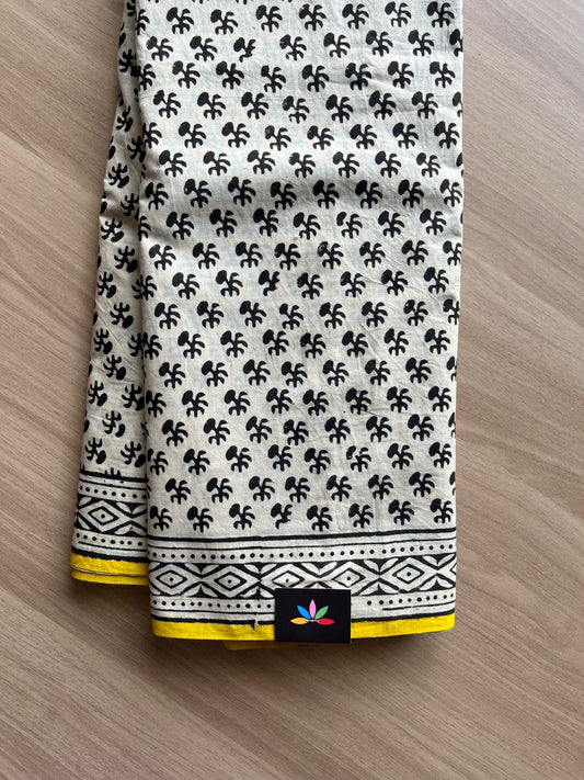 Hand Block Printed Mul Cotton Saree -19309-19310
