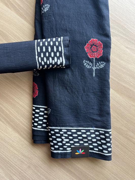 Handblock Printed Mul Cotton Saree -19311-19312