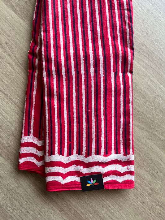 Handblock Printed Mul Cotton Saree -19315-19316