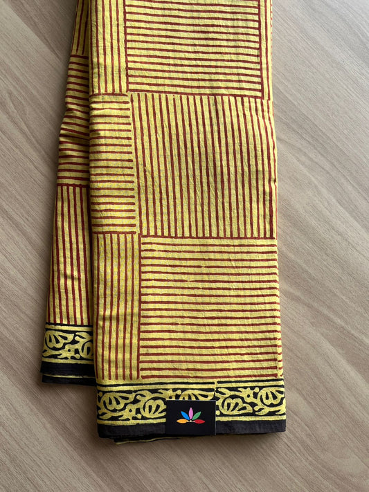 Handblock Printed Mul Cotton Saree -19317-19318