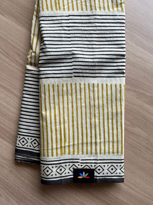 Handblock Printed Mul Cotton Saree -19323-19324