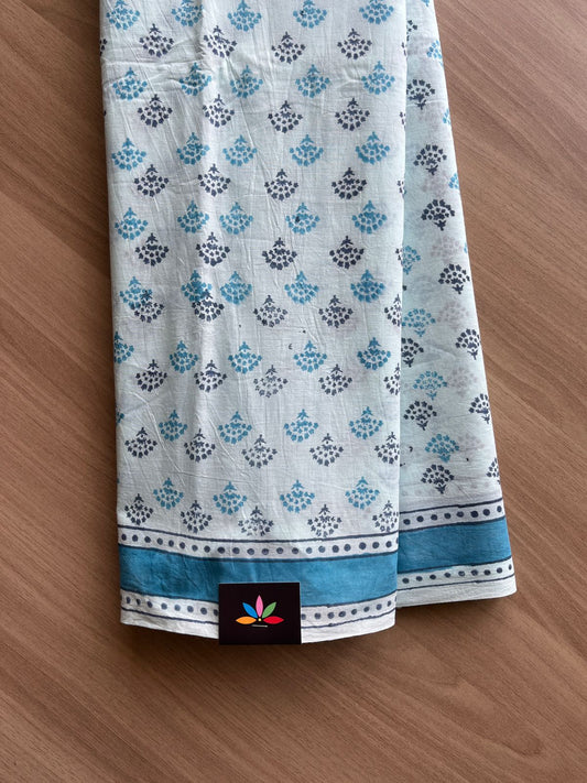 Hand Block Printed Fine Mul Cotton Saree -20923-20924