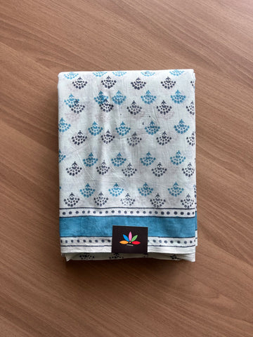 Hand Block Printed Fine Mul Cotton Saree -20923-20924