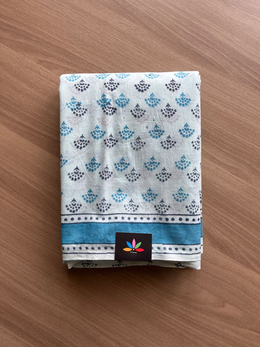 Hand Block Printed Fine Mul Cotton Saree -20923-20924