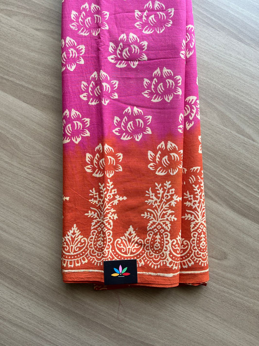 Hand Block Printed Fine Mul Cotton Saree -20949-20950