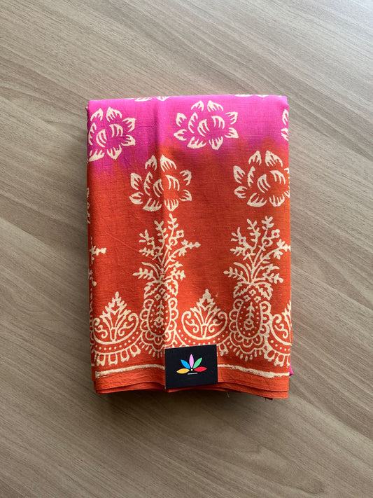 Hand Block Printed Fine Mul Cotton Saree -20949-20950
