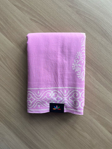 Hand Block Printed Fine Mul Cotton Saree -22308