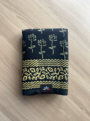 Hand Block Printed Fine Mul Cotton Saree -22310