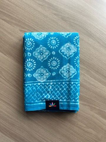 Hand Block Printed Fine Mul Cotton Saree -22318