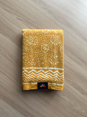 Hand Block Printed Fine Mul Cotton Saree -22320