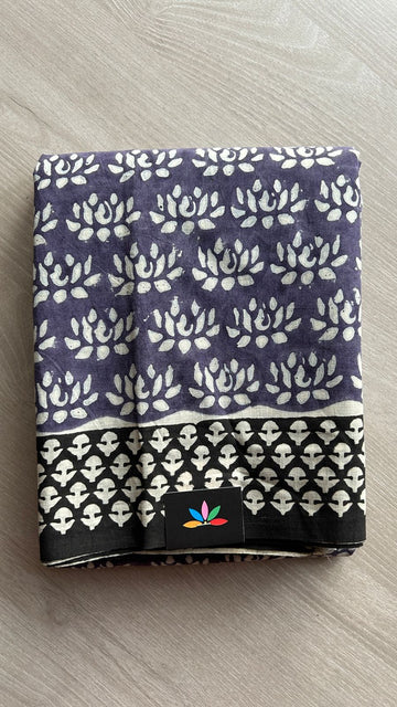 Hand Block Printed Fine Mul Cotton Saree -25197-25198