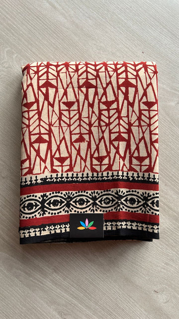 Hand Block Printed Fine Mul Cotton Saree -25199-25200