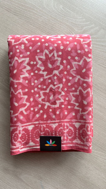 Hand Block Printed Fine Mul Cotton Saree -25201-25202