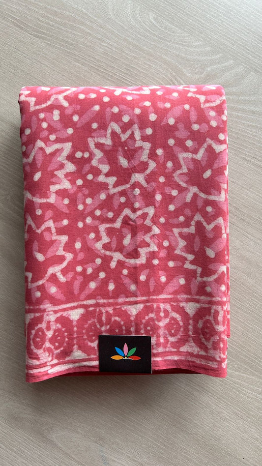 Hand Block Printed Fine Mul Cotton Saree -25201-25202