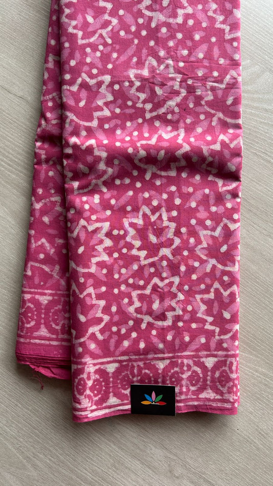 Hand Block Printed Fine Mul Cotton Saree -25201-25202