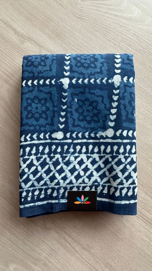 Hand Block Printed Fine Mul Cotton Saree -25205-25206