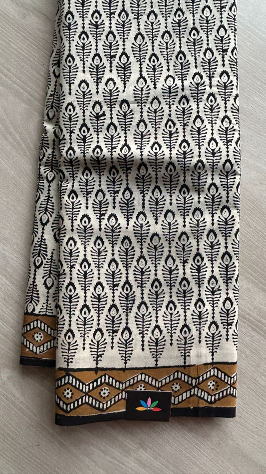 Hand Block Printed Fine Mul Cotton Saree -25209-25210