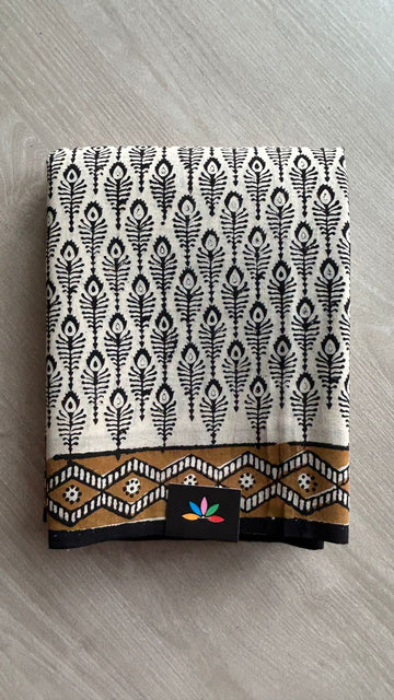 Hand Block Printed Fine Mul Cotton Saree -25209-25210