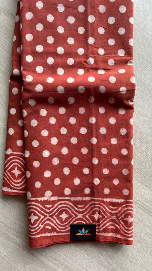 Hand Block Printed Fine Mul Cotton Saree -25213-25214