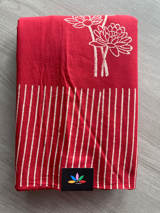 Handblock Printed Mul Cotton Saree- 28212