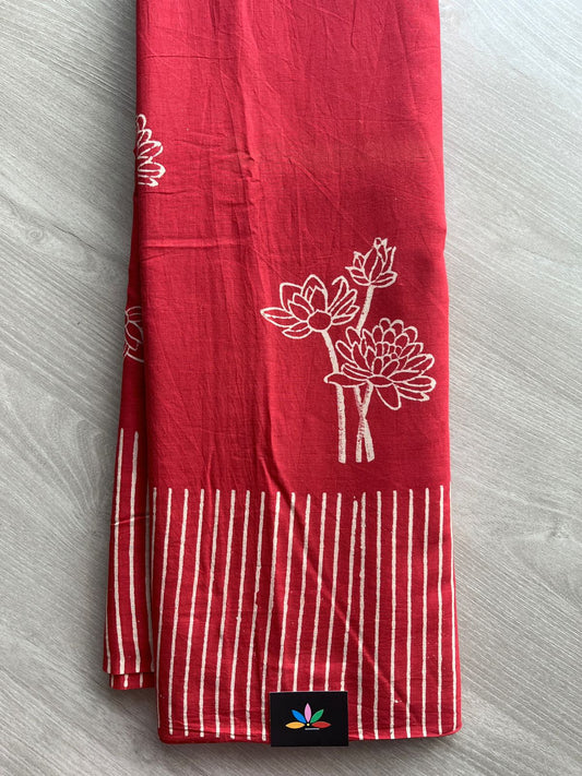 Handblock Printed Mul Cotton Saree- 28212