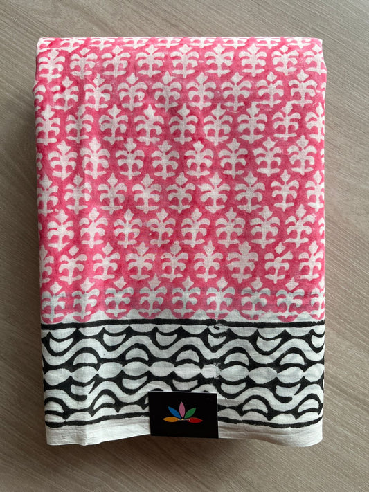 Handblock Printed Mul Cotton Saree- 28217
