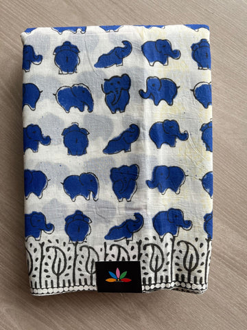 Handblock Printed Mul Cotton Saree- 28222