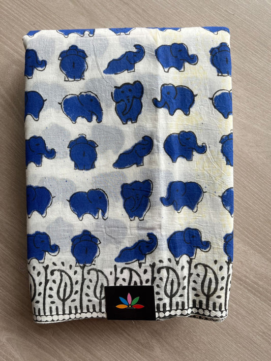 Handblock Printed Mul Cotton Saree- 28222