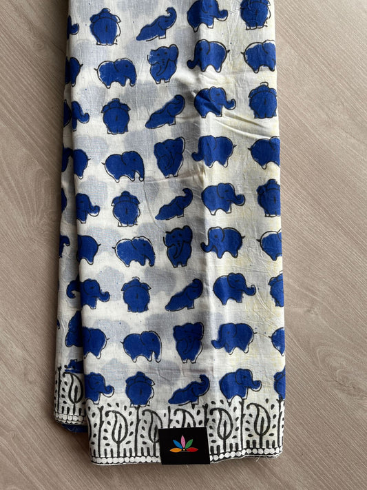 Handblock Printed Mul Cotton Saree- 28222