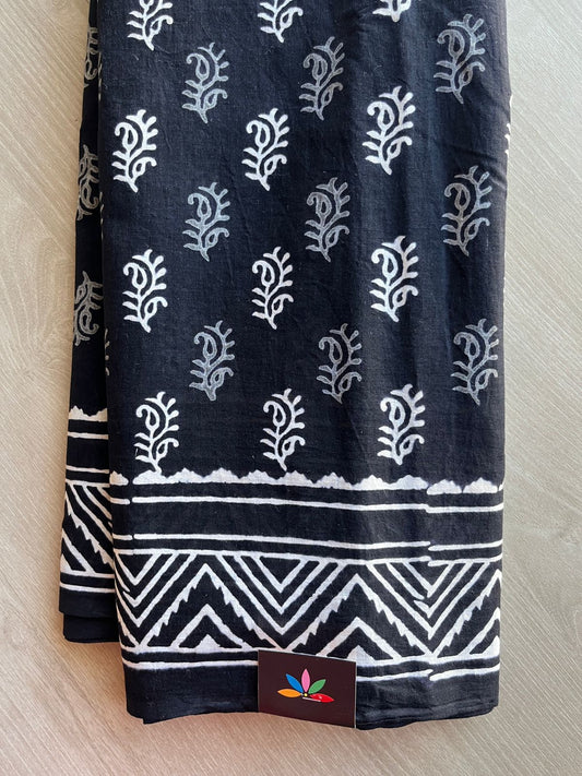 Hand Block Printed Mul Cotton Saree -29047