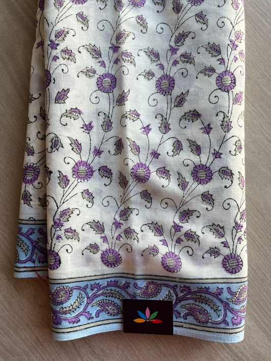 Hand Block Printed Mul Cotton Saree -29048