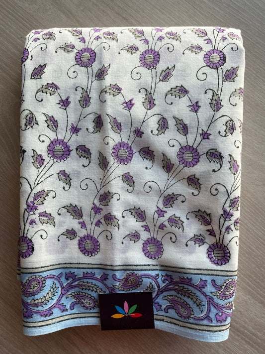 Hand Block Printed Mul Cotton Saree -29048