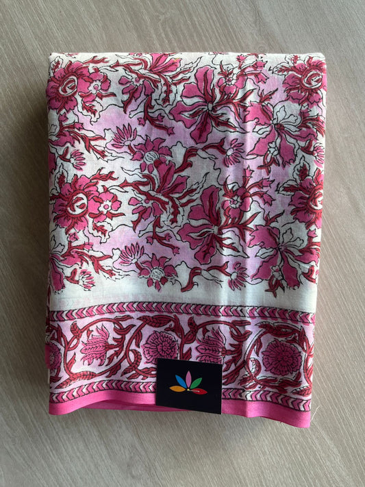 Hand Block Printed Mul Cotton Saree -29051