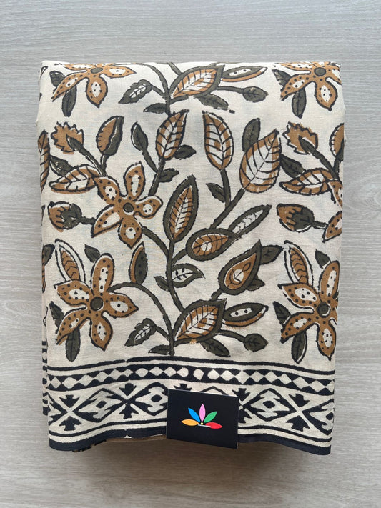 Kalamkari Hand Block Printed Mul Cotton Saree -29065-29066