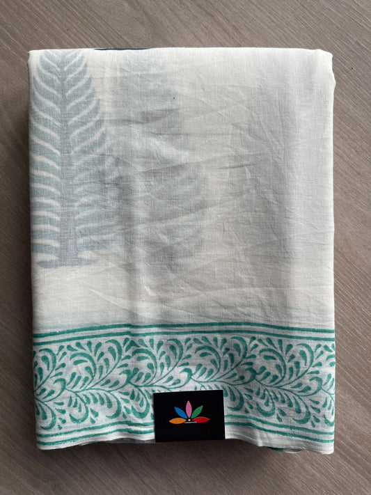 Handblock Printed Mul Cotton Saree- 31304-31305