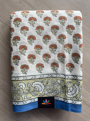 Handblock Printed Mul Cotton Saree- 31310-31311