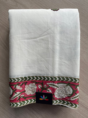 Handblock Printed Mul Cotton Saree- 31316-31317