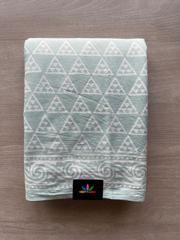 Handblock Printed Mul Cotton Saree - 32494