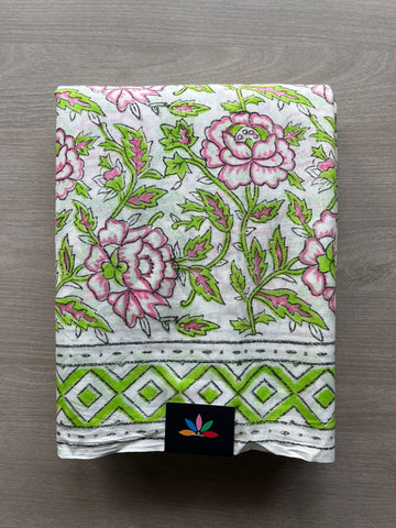 Handblock Printed Mul Cotton Saree - 32505_32506