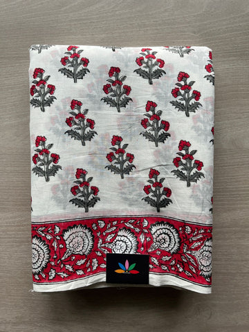Handblock Printed Mul Cotton Saree - 32516_32517