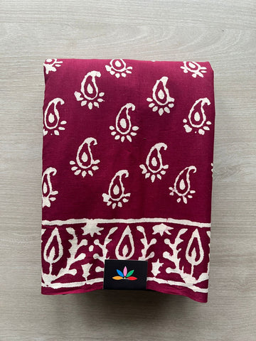 Handblock Printed Mul Cotton Saree - 32518_32521