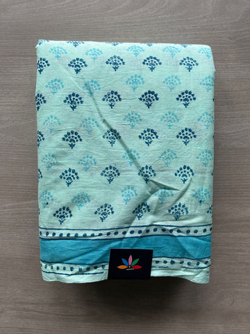 Handblock Printed Mul Cotton Saree - 32522_32523