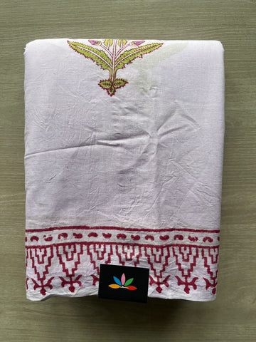Handblock Printed Mul Cotton Saree - 32525
