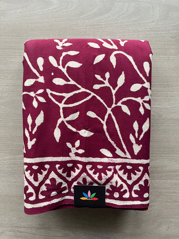 Handblock Printed Mul Cotton Saree - 32527_32528