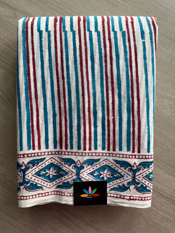 Handblock Printed Mul Cotton Saree - 32532_32533