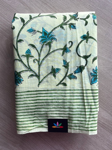 Handblock Printed Mul Cotton Saree - 32536_32537