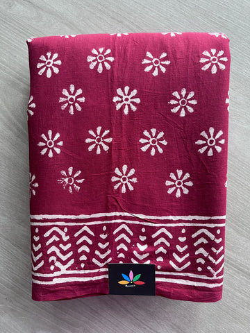 Handblock Printed Mul Cotton Saree - 32538_32539